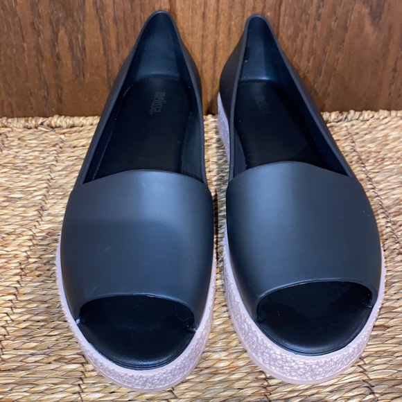 Melissa Puzzle Peep-Toe Flats-Black/Blush Pink- Women’s Size 9 - Picture 3 of 12